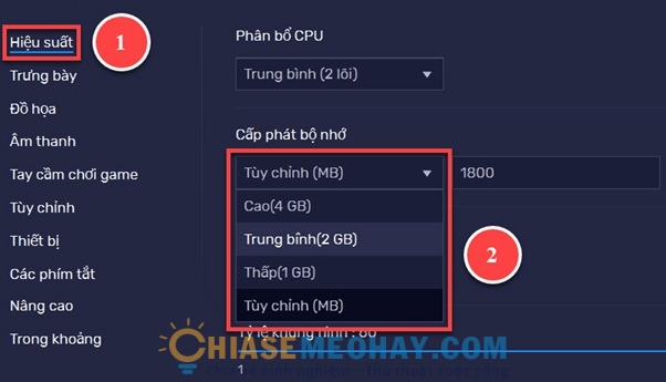 Thiết lập cấp phát bộ nhớ RAM cho phần mềm BlueStacks trên PC